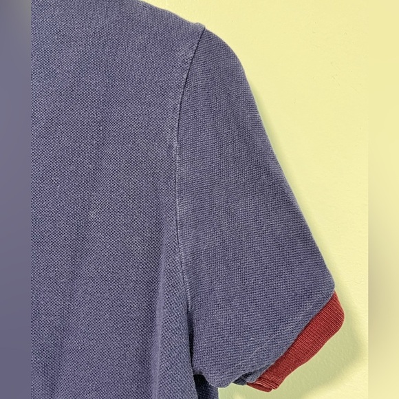 LTB Men’s Navy Blue Polo Shirt with Burgundy Trim - Size M - Picture 4 of 11